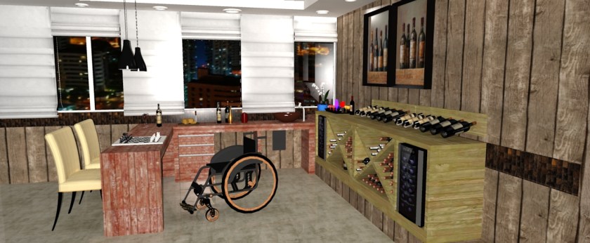 adega e sala de degustação vista noturna